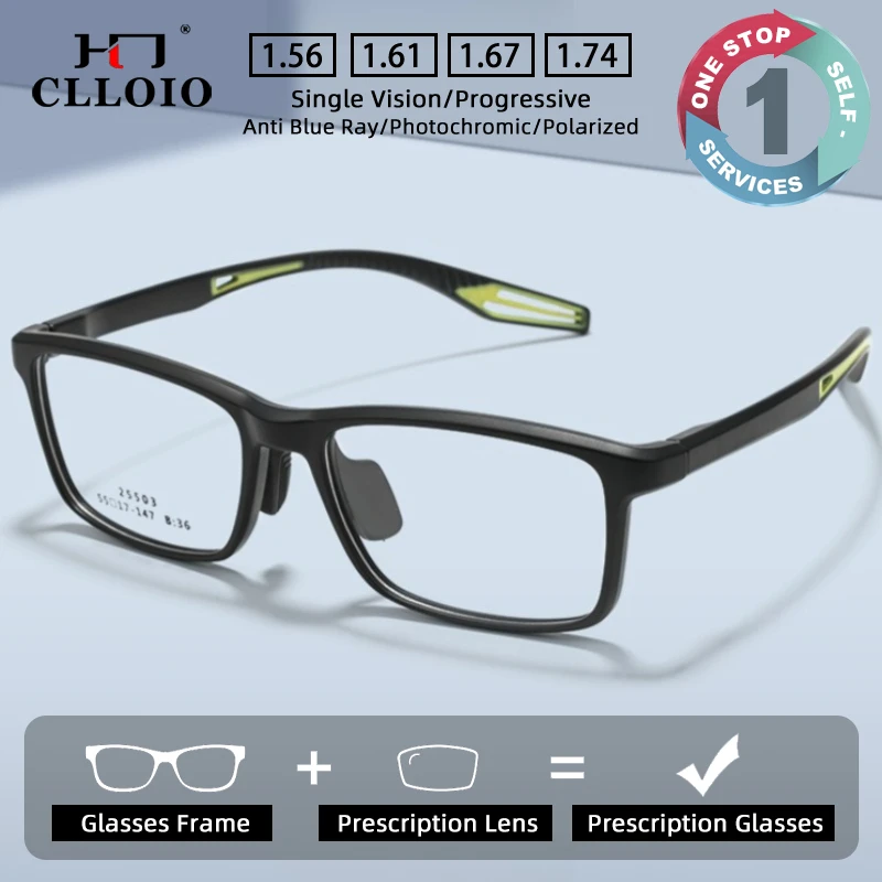 

CLLOIO Professional Sporty Anti Slip Prescription Myopia Glasses For Basketball Anti-Collision Men Progressive Reading Glasses