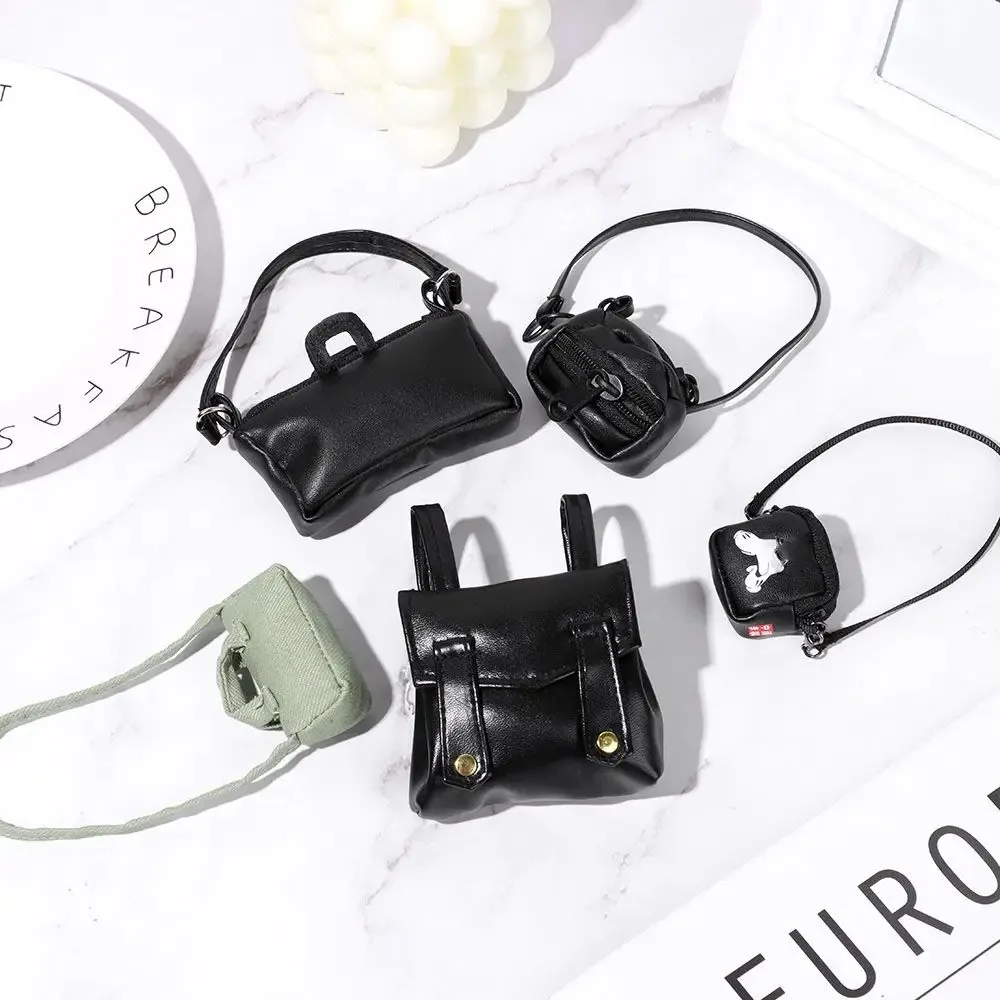 Miniature ตุ๊กตา PU กระเป๋าหนัง Mini DIY ตุ๊กตาตุ๊กตาหนังกระเป๋าถือสีดํา 17 ซม.ตุ๊กตากระเป๋าอุปกรณ์เสริมตุ๊กตาอุปกรณ์เสริม