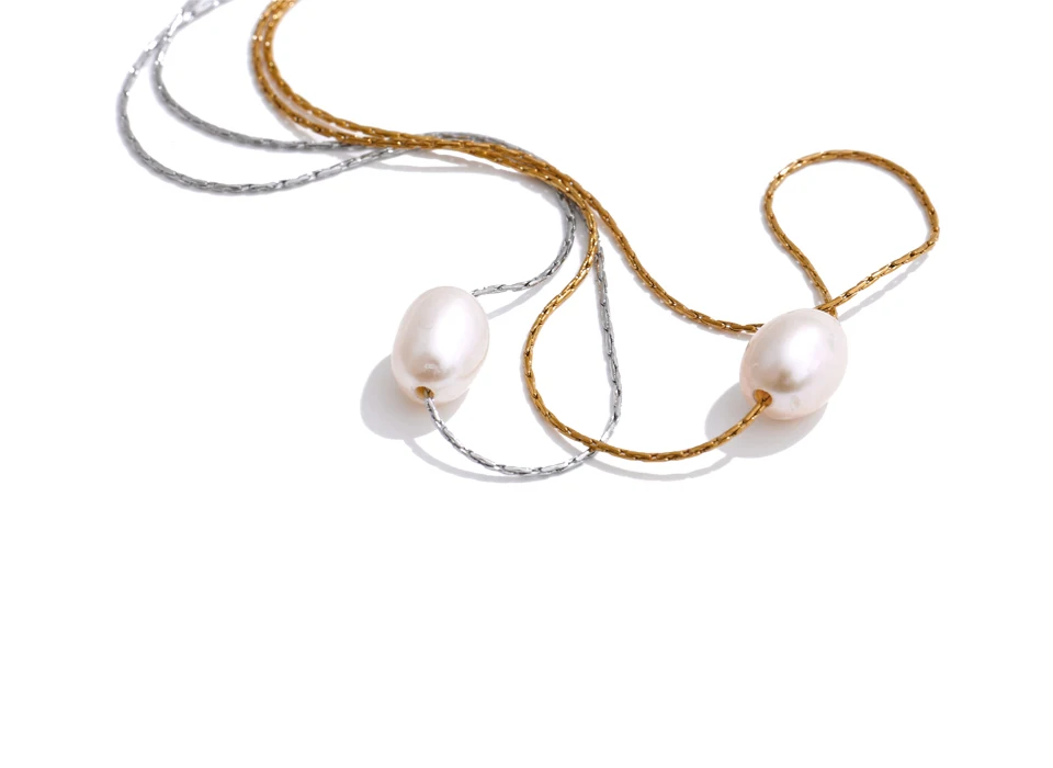 Yhpup Basic Style Schmuck Natürlicher Süßwasserperlen-Anhänger Mode-Halskette Beliebter Edelstahl Schicker wasserdichter Schmuck Geschenk – Detail 2