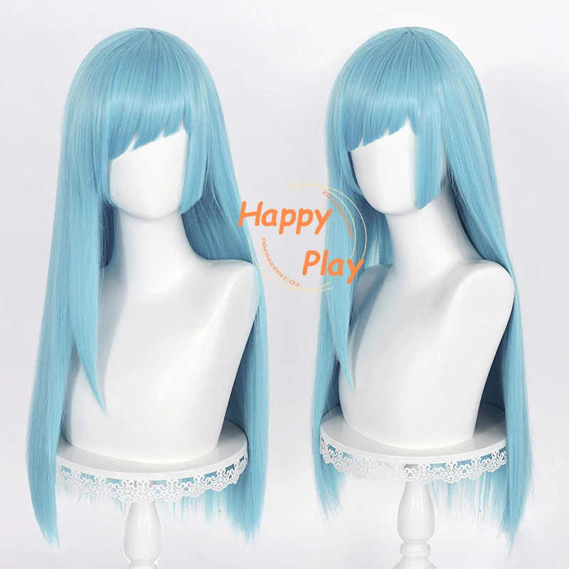 Miwa Kasumi Cosplay Wig 70cm Long Straight Blue Cosplay Anime Cosplay Wigs Heat Resistant Synthetic Hair Halloween Women Wigs