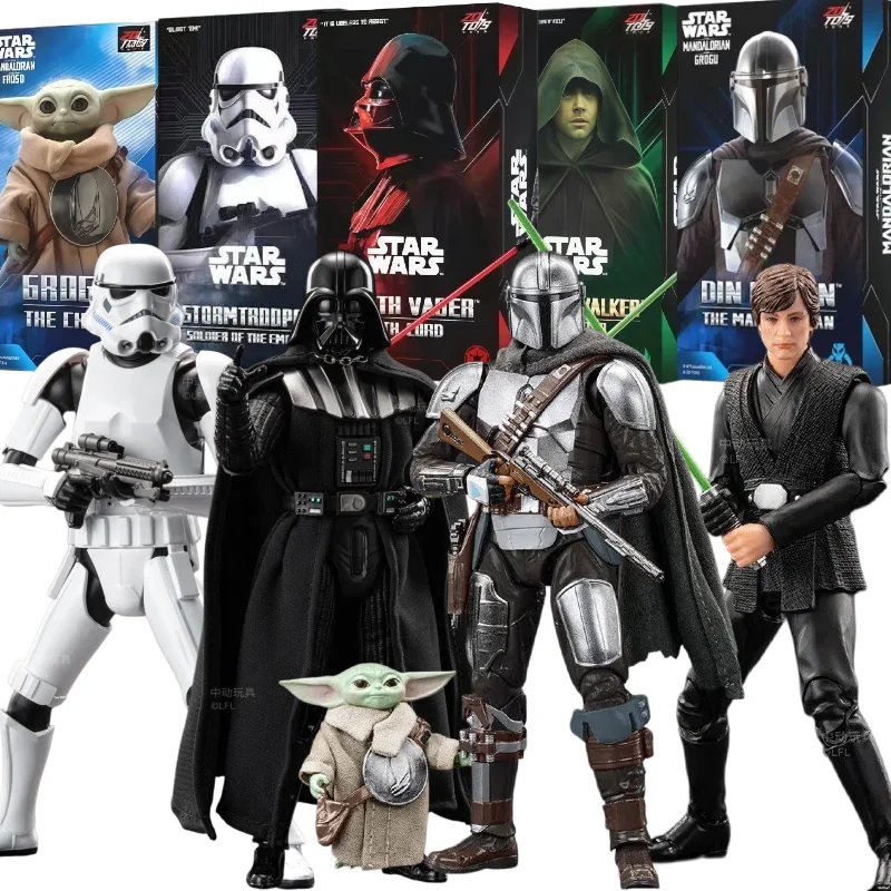 

ZD Star Wars: The Mandalorian and Grogu Action Figure Baby Yoda Darth Vader Din Djarin Luke Skywalker Stormtrooper Model Toy Gif
