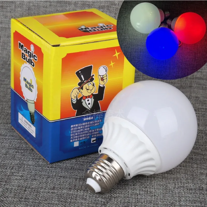 Meerkleurige magische gloeilamp met magneetbediening (wit rood blauw 3 kleuren) lamp goocheltruc en magneetring podiummagie rekwisieten goochelaar