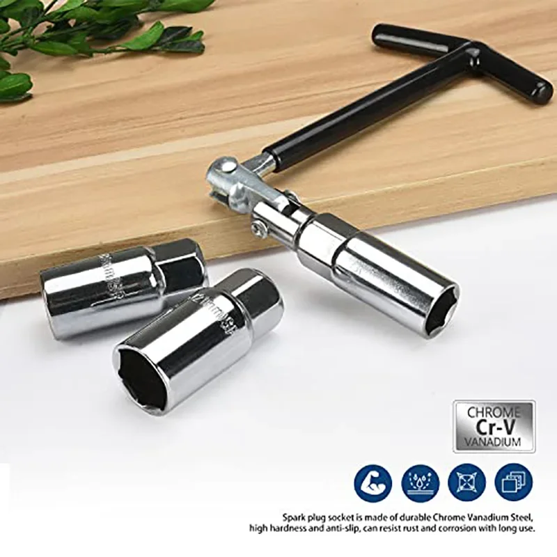 

Spark plug wrench set 4 pieces, spark plug set, car repair tool, heavy-duty chrome spark plug disassembly 16mm 18mm and 21mm
