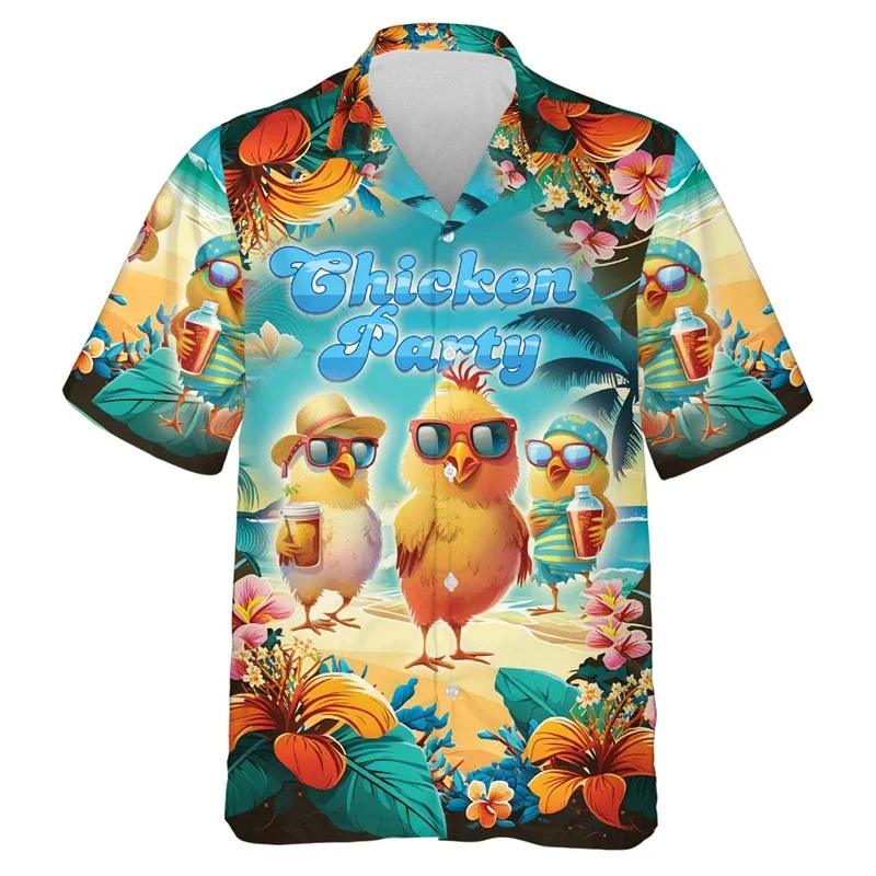 

Beach Pattern Hawaiian Shirt For Men Fruit Animal 3D Printed Beach Shirts Casual Aloha Shirts Short Sleeve Blouses Lapel Tops
