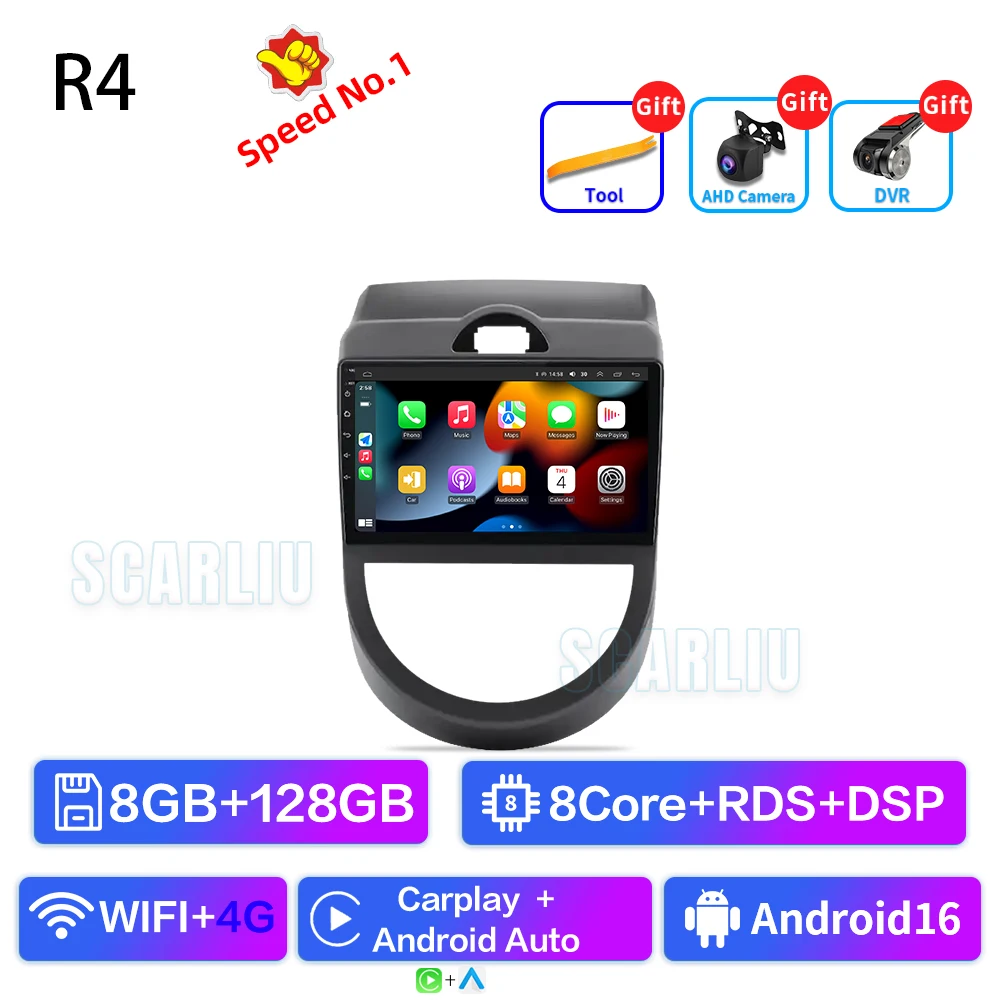 Android 16 voor Kia Soul 1 AM 2008 2009 2010 2011 Carplay Auto autoradio multimediaspeler autoradio GPS navigatie BT head unit