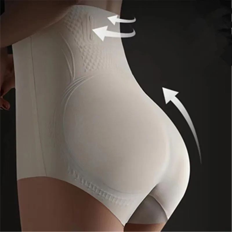 Ice Silk Abdomen Slimming Pants High Waist Seamless Panties Tummy Control Shaping Underwear Flat Belly Shapewear