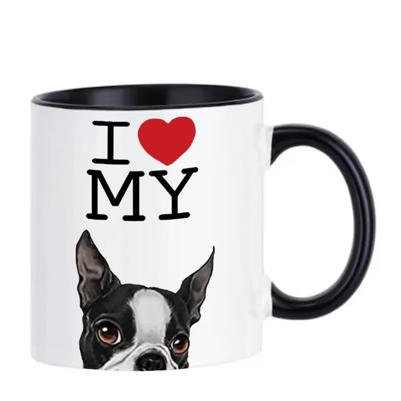 I Love My Boston Terrier Mugs Cute Dog Lady Coffee Cups Doggy Mom Dad Drinkware Paw Tableware Mum Mama Coffeeware Daddy Teaware