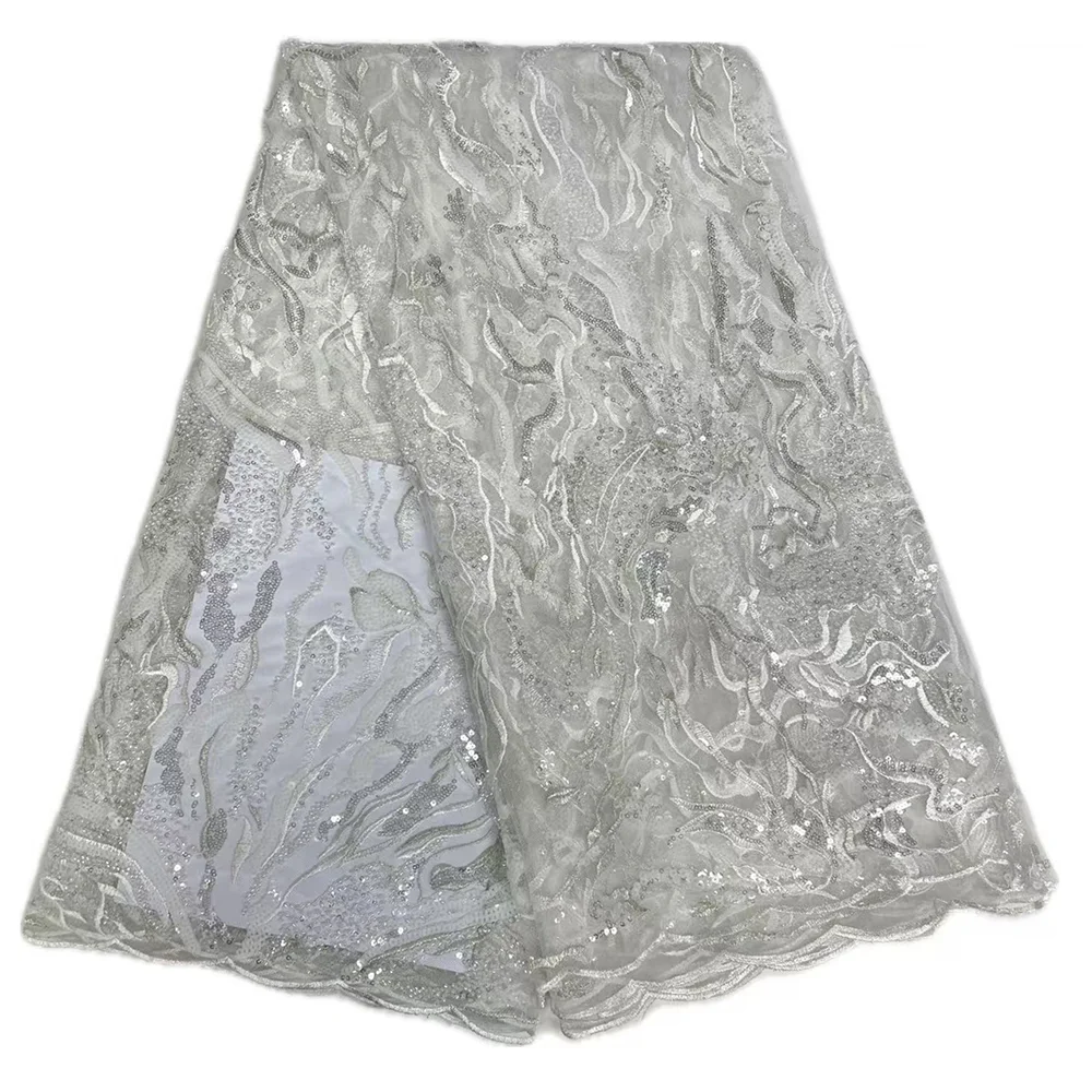 2025 أقمشة الدانتيل الأفريقي الفاخرة مطرز عالية الجودة النيجيري فستان الزفاف تول المواد الخياطة مطرز الدانتيل 5 ياردة الأقمشة