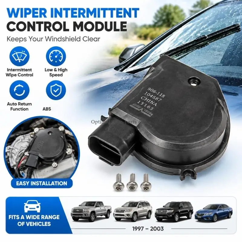 Windshield Wiper Motor Control Module 906-118 and 104687 for 1500/2500/3500 Intermittent, Low-Speed, High-Speed, and Park