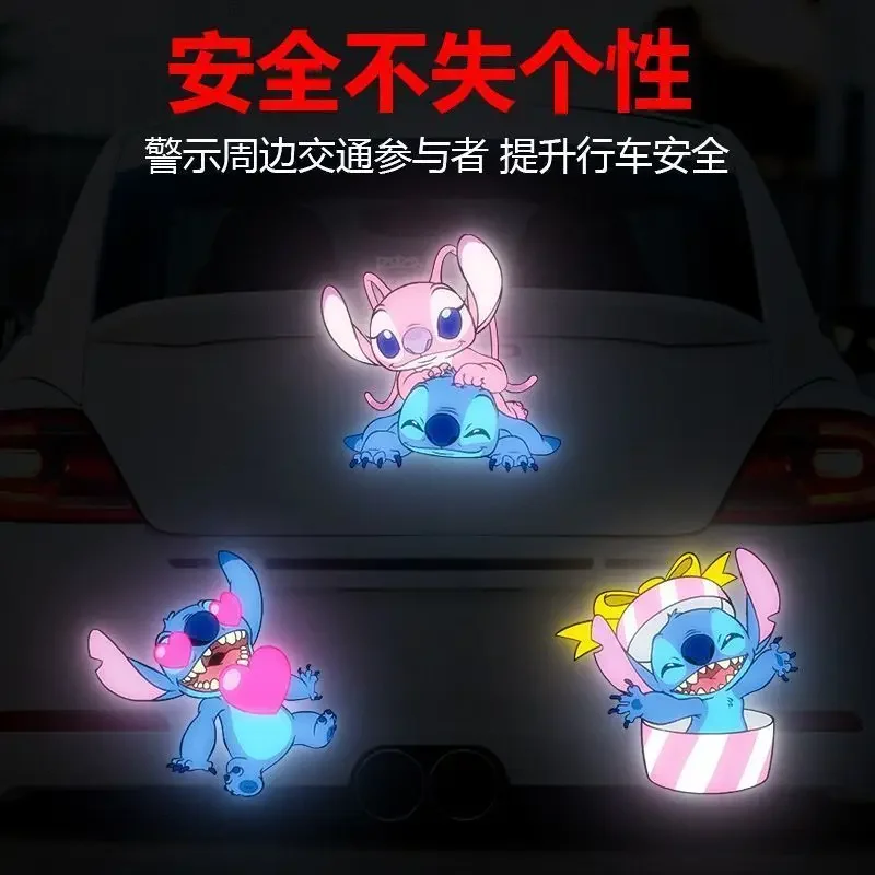 Stitch Cartoon Electric Vehicle Reflective Warning Sticker Covers Scratches Personalized Car Sticker Body Decoration Wholesale