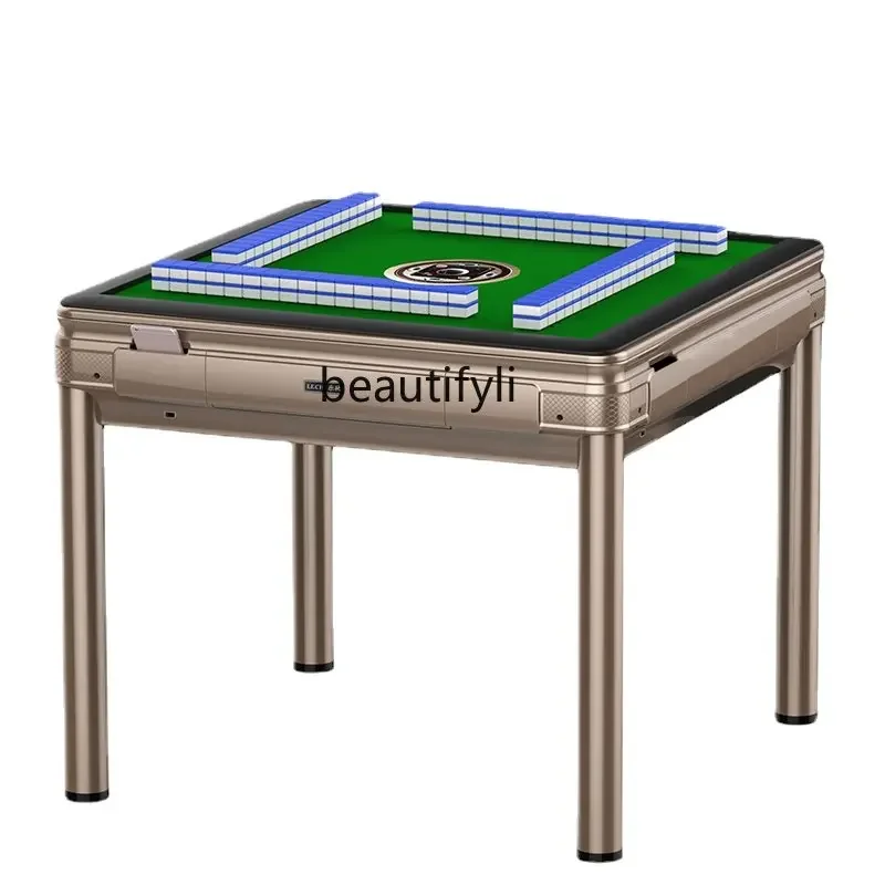 zqMahjong Machine Automatic Household Folding Electric Roller Coaster Mahjong Table Dining Table Dual-Use Mute Machine Hemp