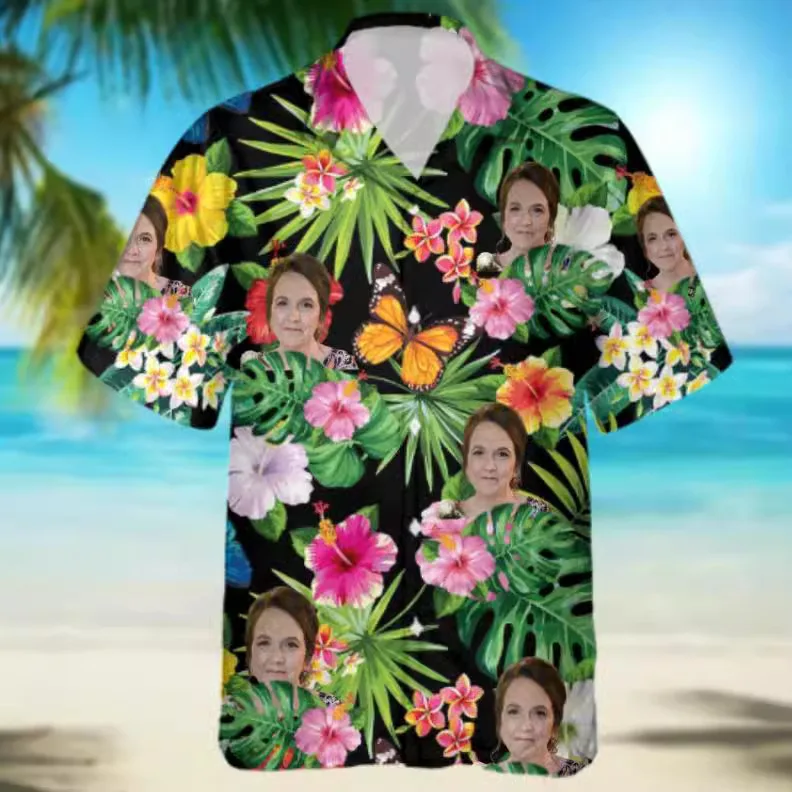 2025 Summer Short Sleeved Shirt, Casual Button Up Collar Top, Loose Digital Printed Shirt, Trendy Vacation Men's Clothing