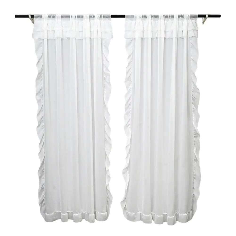 Anti-static Curtain White Curtain Panel Light Filtering Balcony Window Curtain Elegant Bedroom Room Drapery 39 X 51 Inch Sheer