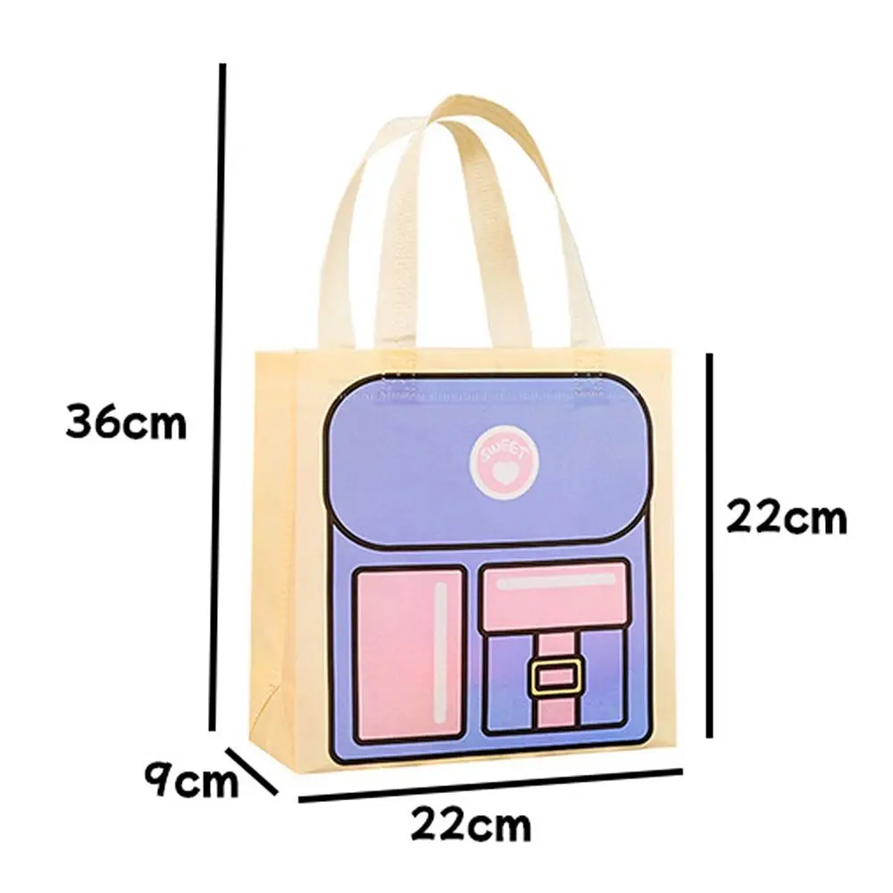 Cartoon Print Non-woven Shopping Bag Durable and Wear-resistant Dopamine Color Printed Handbag Reusable Large Capacity