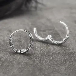 Retro Round Chain Hemp Rope Chain Personalized Earrings and Ear Buckles for Men and Women Fashionable and Versatile Jewelry