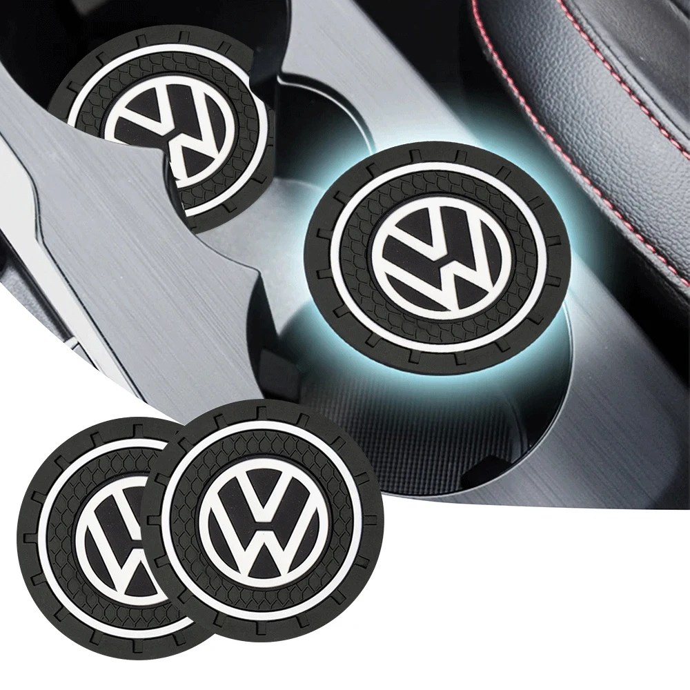 1/2Pcs Car Interior Water Cup Anti Slip Mat Silicone Coasters For Volkswagen VW GTI Golf Polo Tiguan Passat Sagitar Rline Tharu