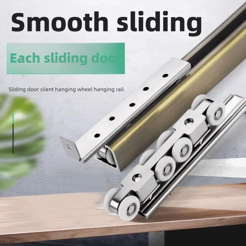 2 قطع/زوج أجهزة بكرة باب منزلق بكرة أبواب منزلقة 4/8 عجلات باب خشبي لغرفة المنزل عجلات معلقة مسار سكة بكرة #3