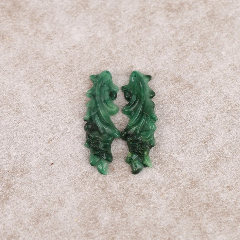 

Женские серьги ручной работы из африканского нефрита с резными листьями, аксессуары из бисера из натурального камня, 43x14x3 мм, 5,1 г