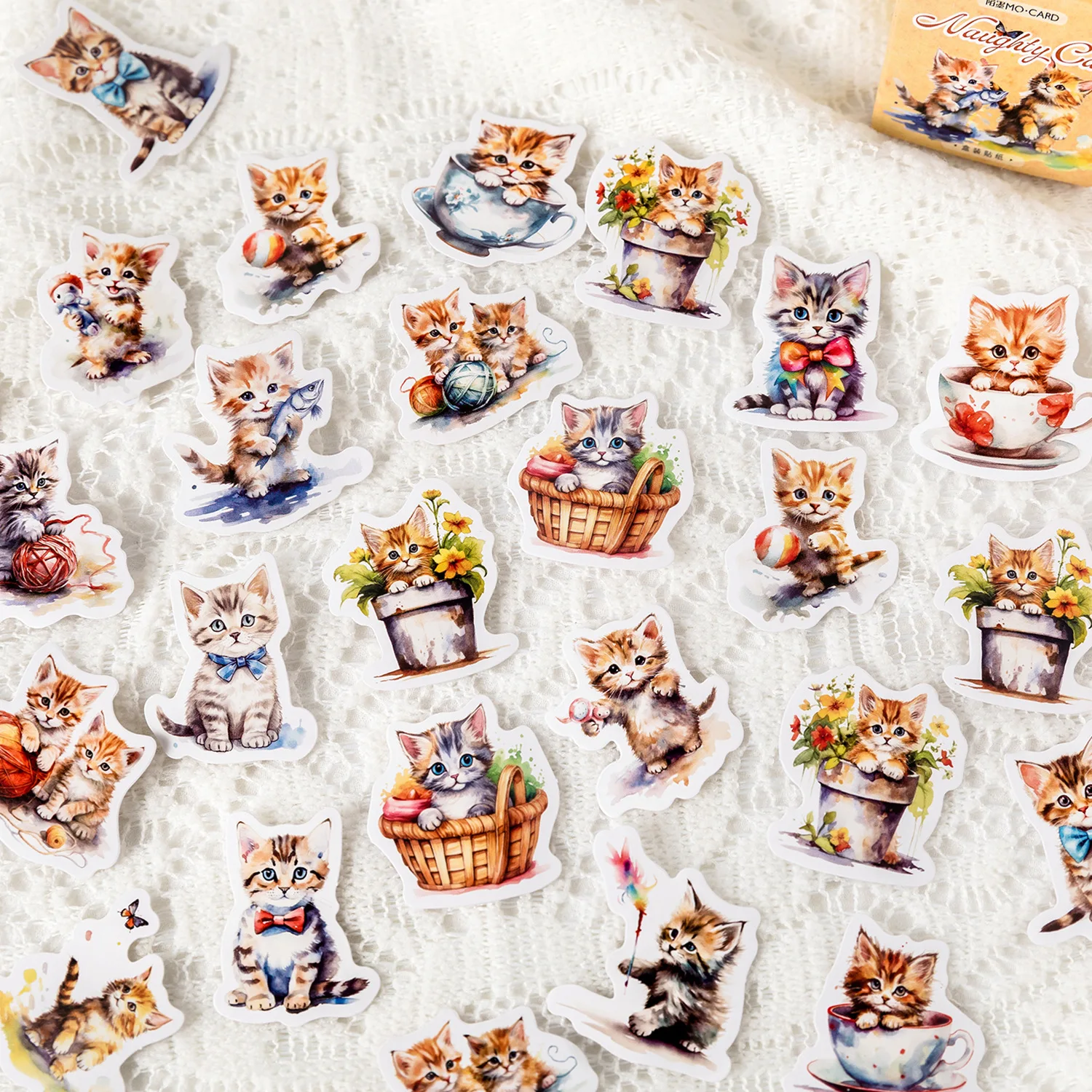 45/46Pcs Cute Cat Dog Boxed Stickers decorativo Scrapbooking Vintage Flowers Label Diy Diary Album Phone Journal Planner