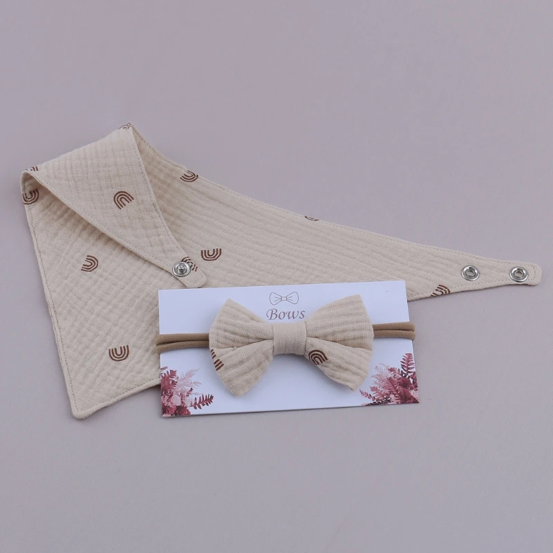 

Головной убор с бантом, подарки для новорожденных, мягкий чистый хлопок, однотонная бандана, ткань для отрыжки