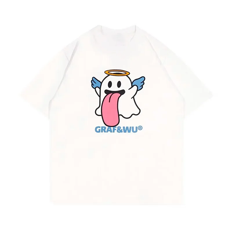 

Pure cotton American cute ghost short sleeved T-shirt for both men and women summer loose and versatile top