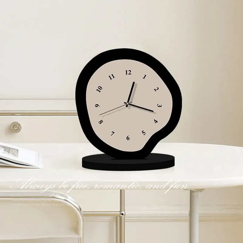 Cream Style Desktop Clock Table Neddle Clocks Ornament Living Room Decorations Wall Clocks Modern Design Home Countertops Decor