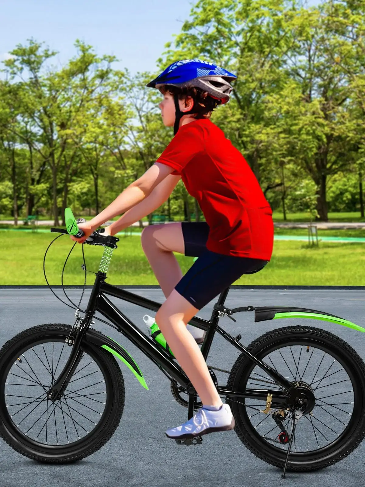 AliExpress NONE 20 Inch 7 Speeds Mountain Bike Adjustable Children's Bicycle with Storage Bag and Compass Bell Braking System Bike