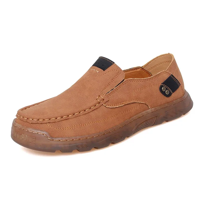 

New100% Cowhide Men'S Leather Shoes Comfort High Quality Fashion Soft Men'S Non-Slip Flats Casual Leather Handcrafted Plus Size