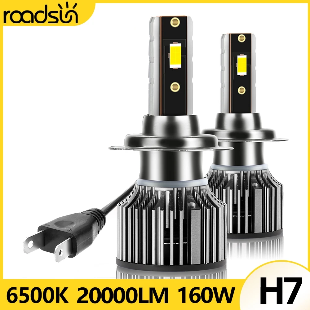 1Pair LED Headlight Bulb H7 LED 6500K White Headlamp 20000LM 160W Auto Fog Lamp CSP Chip Car Driving Light With Turbo Fan