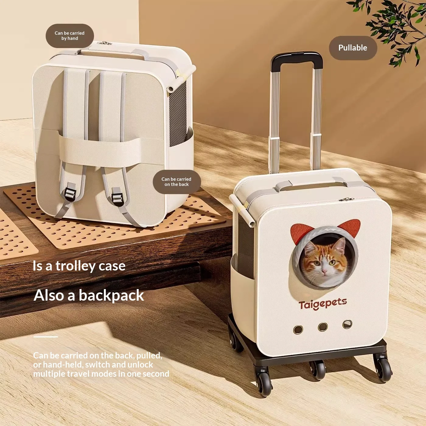 Transportín con ruedas para perros y gatos, maleta portátil - imagen 5