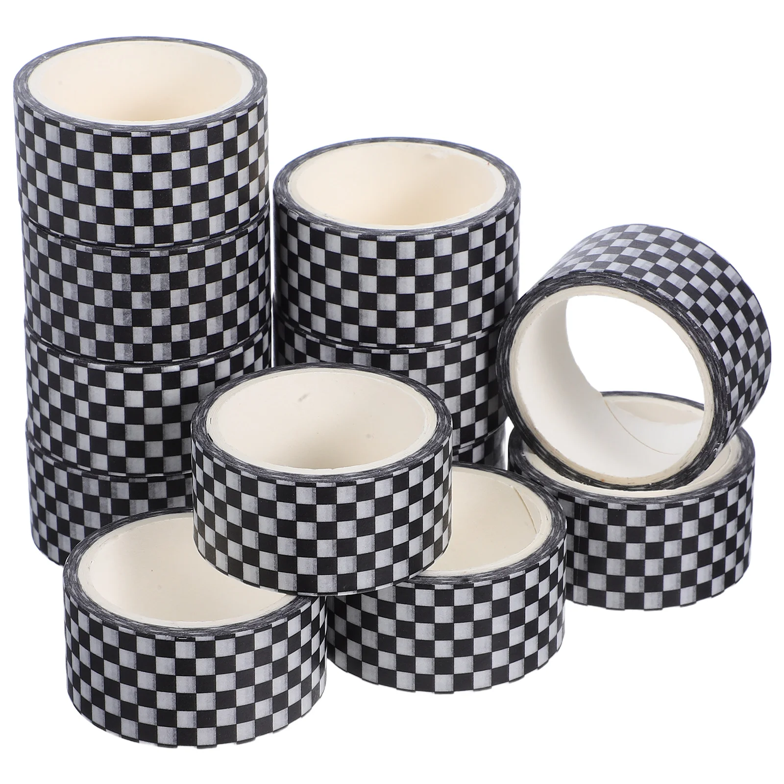 

12 Rolls Grid Washi Tape Set Black White Aesthetic Decorative Sticker For Journals Planners Scrapbooks Crafting Japanese Paper