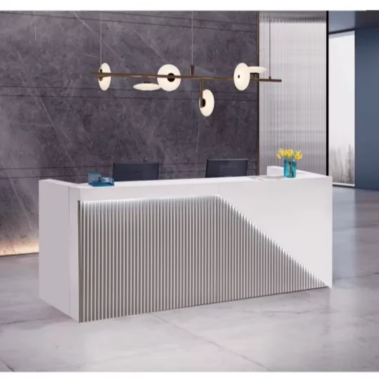 Comptoir de réception minimaliste moderne, mobilier de bureau réglable pour hôtels, Salons de beauté et bureaux, matériau en pierre, 1021