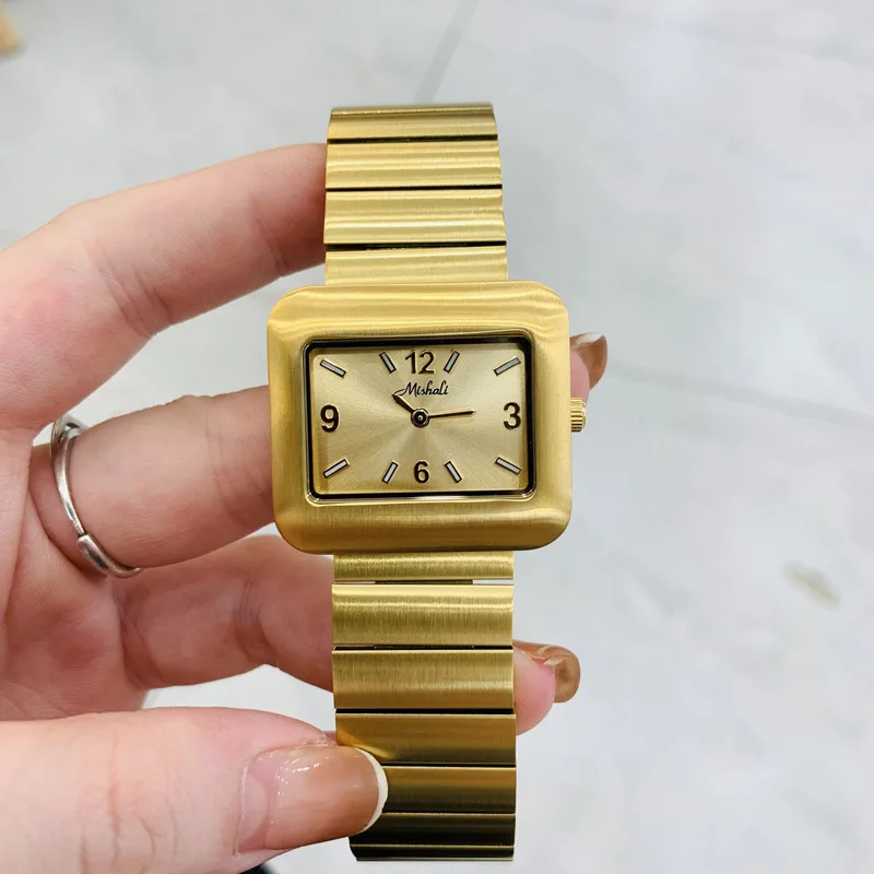 Newsimple and elegant women's watchtrendy square classic stainless steel automatic waterproof quartz women's watch birthday gift