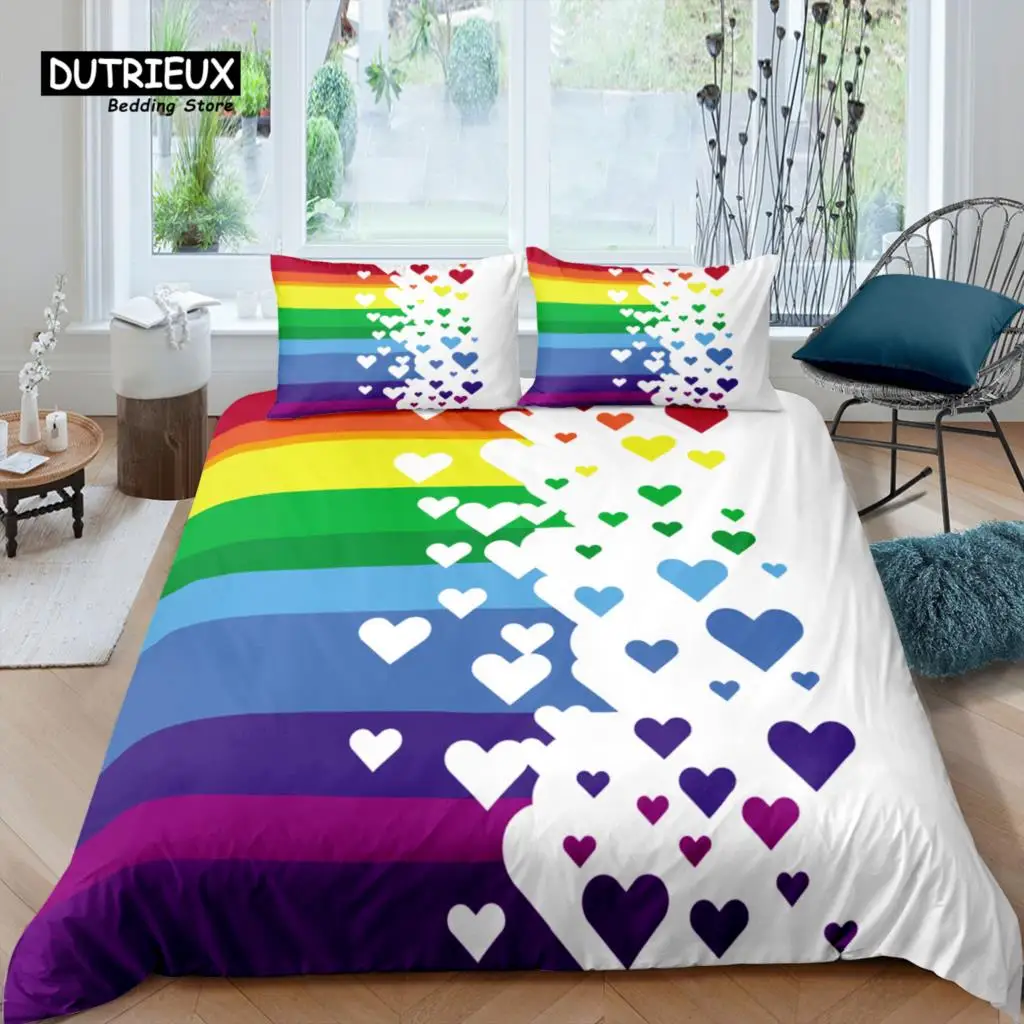 Home Living Luxury 3d Heart Bedding Set Wedding Duvet Cover Set Pillowcase Kids Bedding Set Queen and King EU/US/AU/UK Size