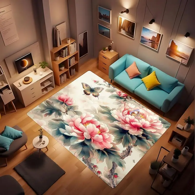 

The Retro Wooden Rose Carpet is Rich in Color and Passionate, Anti slip, waterproof and soft carpet Floral Print Rug 63x94inch