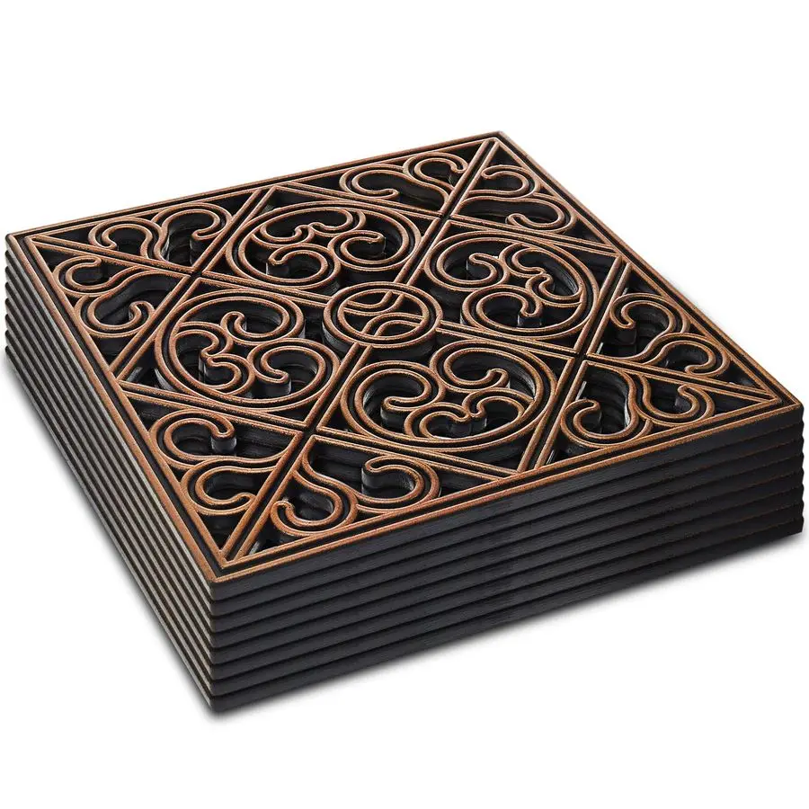 

8 Pcs Rubber Stepping Stones Outdoor Garden Walkway, 12 x 12 Inch Heavy Duty Pathway Pavers Retro Decorative Stepping Stones for