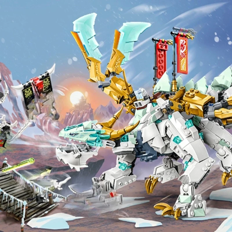 

900 штук ледяного дракона может быть 2, деформированными строительными блоками, модель головоломки в сборе, сделай сам, подходит для подарков для мальчиков