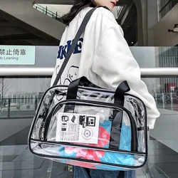 Transparent PVC Clear Travel Duffel Bag Women Men Travel Tote Handbag Waterproof Anti Theft Stadium Approved Sport Fitness Bag