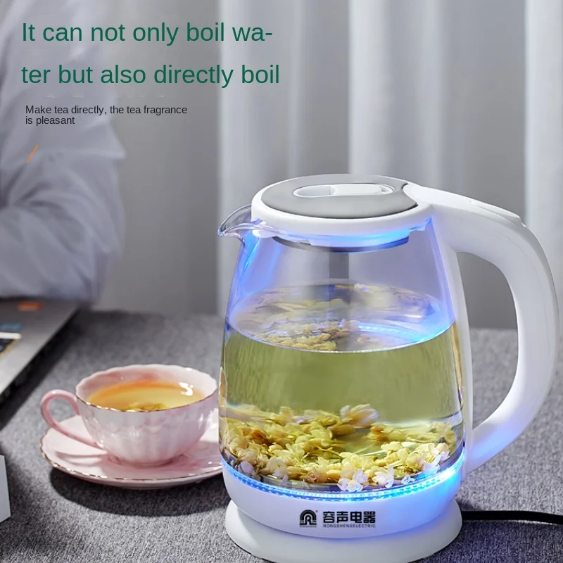 Tetera eléctrica de vidrio transparente para el hogar, dispositivo especial para hacer té, apagado automático