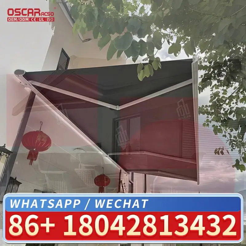 Electric Retractable Patio Canopy Smart Shelter Europe Villa Deck Balcony Backyard Weatherproof Sun Rain Protection Full Cassett