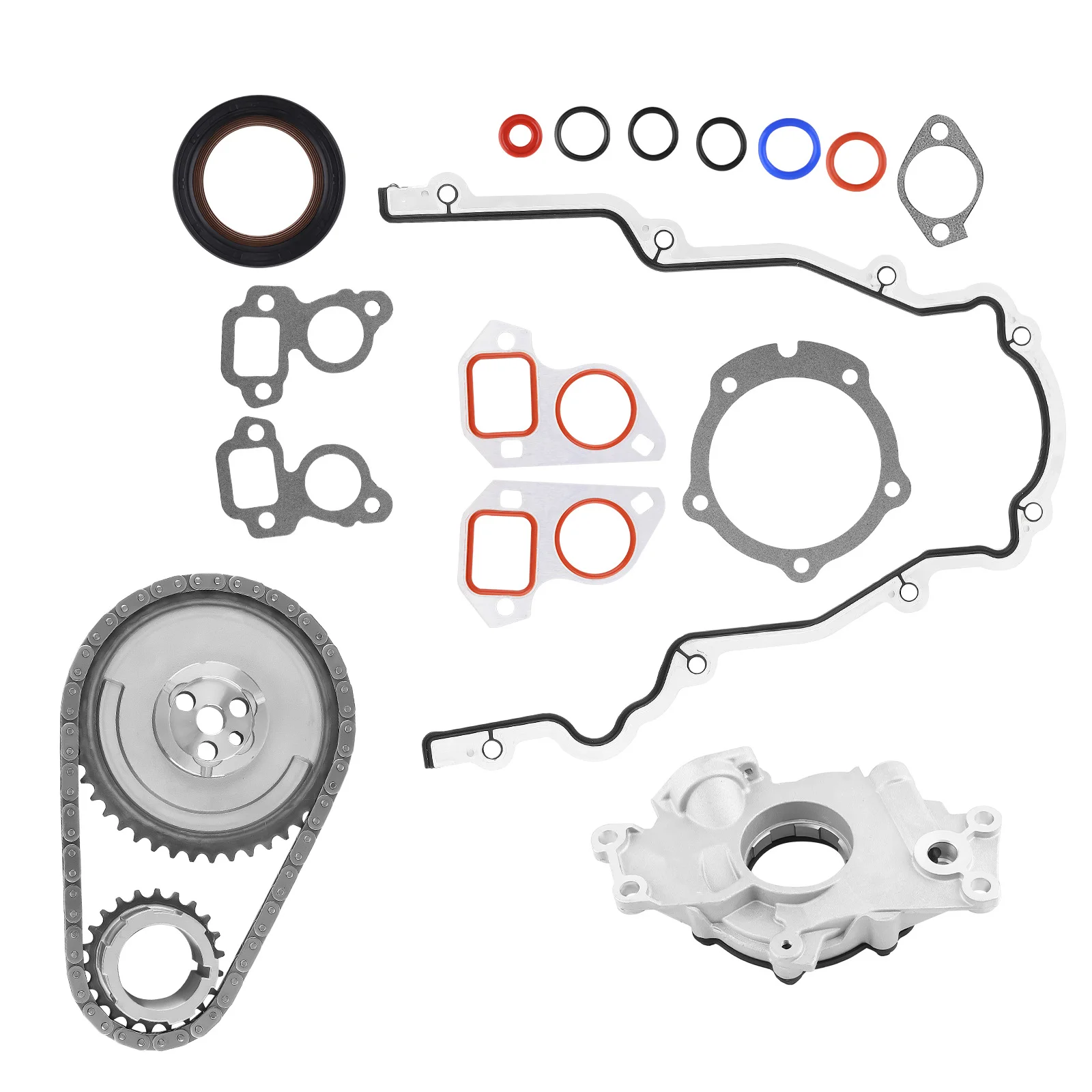 

Timing Chain Kit + Cover Gasket Oil Pump For Buick Cadillac GMC 5.3 6.0 6.2L