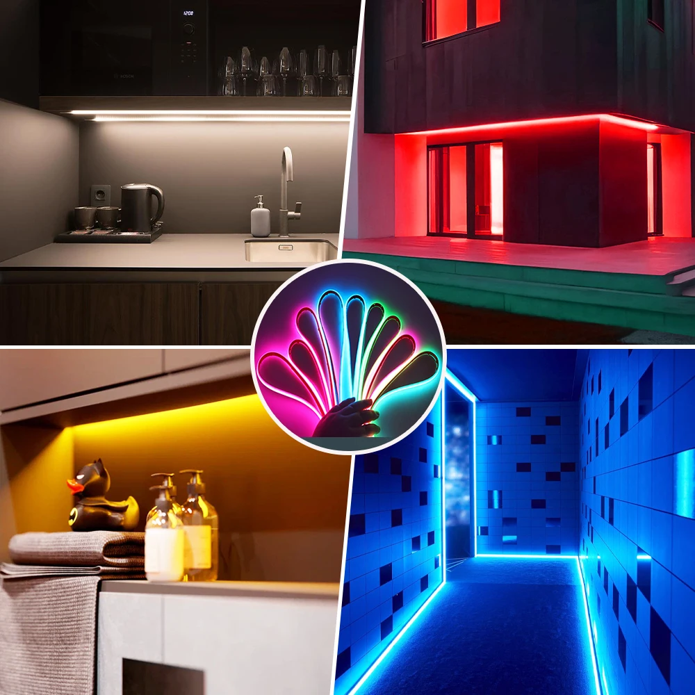 12V 24V IP68 Waterproof COB Neon Strip Hight Bright 320Leds/M Yellow/Pink/Red/White/Ice Blue/Pink Flexible Ribbon Rope LED Light