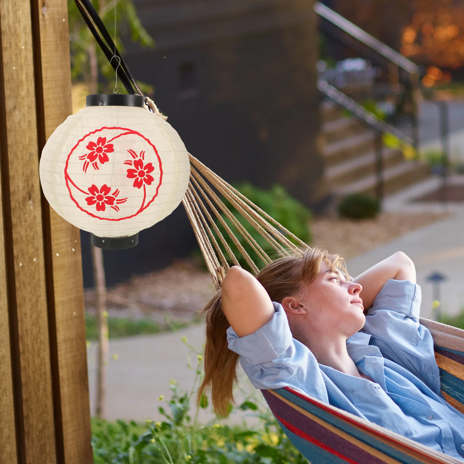 

Japanese Style Lantern Decor - Weather-Resistant Fabric Hanging Lantern for Patio Garden Sushi Bar Asian Theme Party Lighting