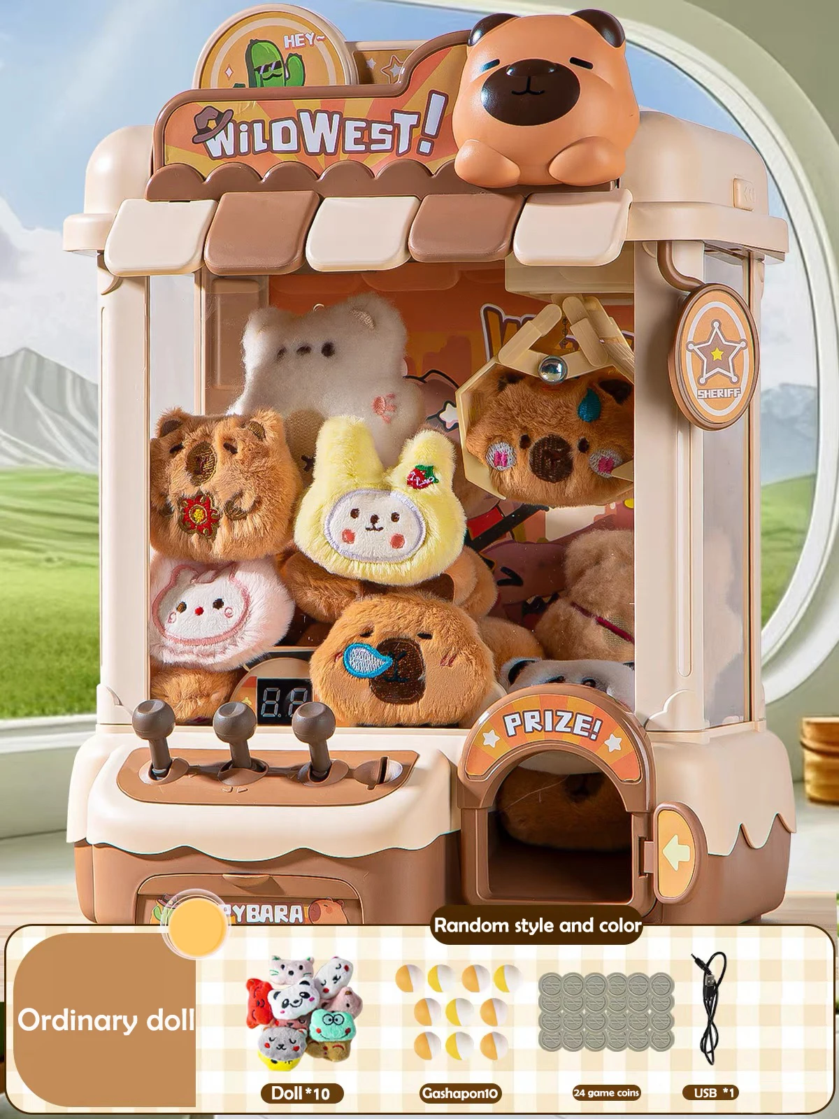 DIY Automatic Doll Machine Kids Coin Operated Play Game Mini Claw Catch Toys Crane Machines Music Doll for Christmas Gifts