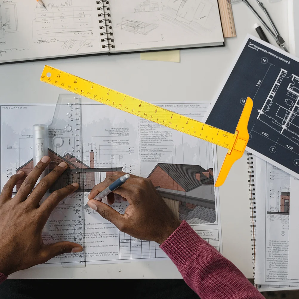 4 قطعة T شكل حاكم قسط البلاستيك مقياس مزدوج الفن الرسم أداة قياس الفصول الدراسية مكتب اللوازم المنزلية T حاكم