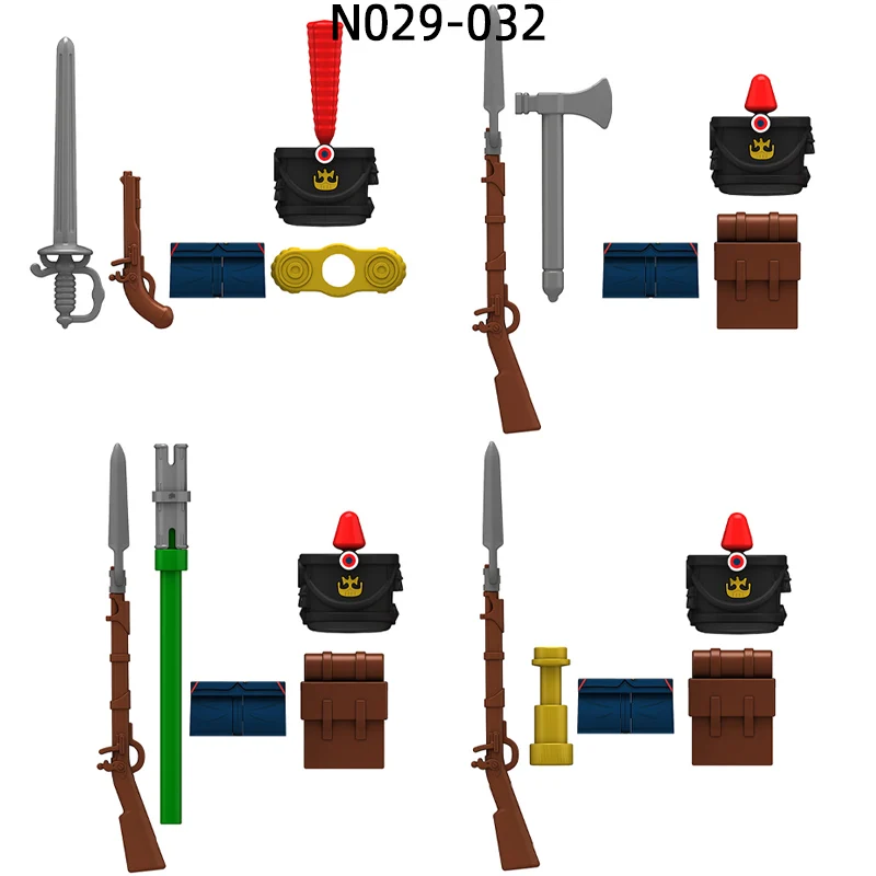 

N029-N032 Модель французского артиллерийского офицера, блоки MOC, набор кирпичей, подарки, игрушки для детей
