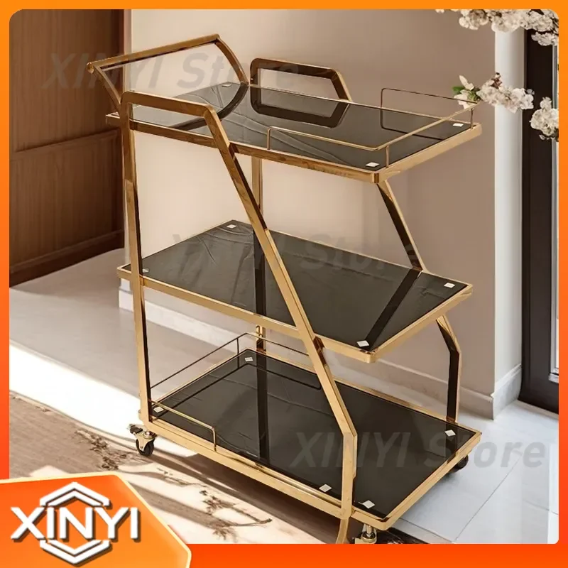 Three-Layer Dining Cart Trolley for Food Delivery Hotel Special Rack Stainless Steel Wine Cart