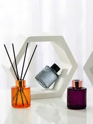 Aromatherapy Glass Bottle, Reed Diffuser Bottle, Color Engraved Perfume Bottle, Fire-free Rattan, Living Room Decor, 100ml