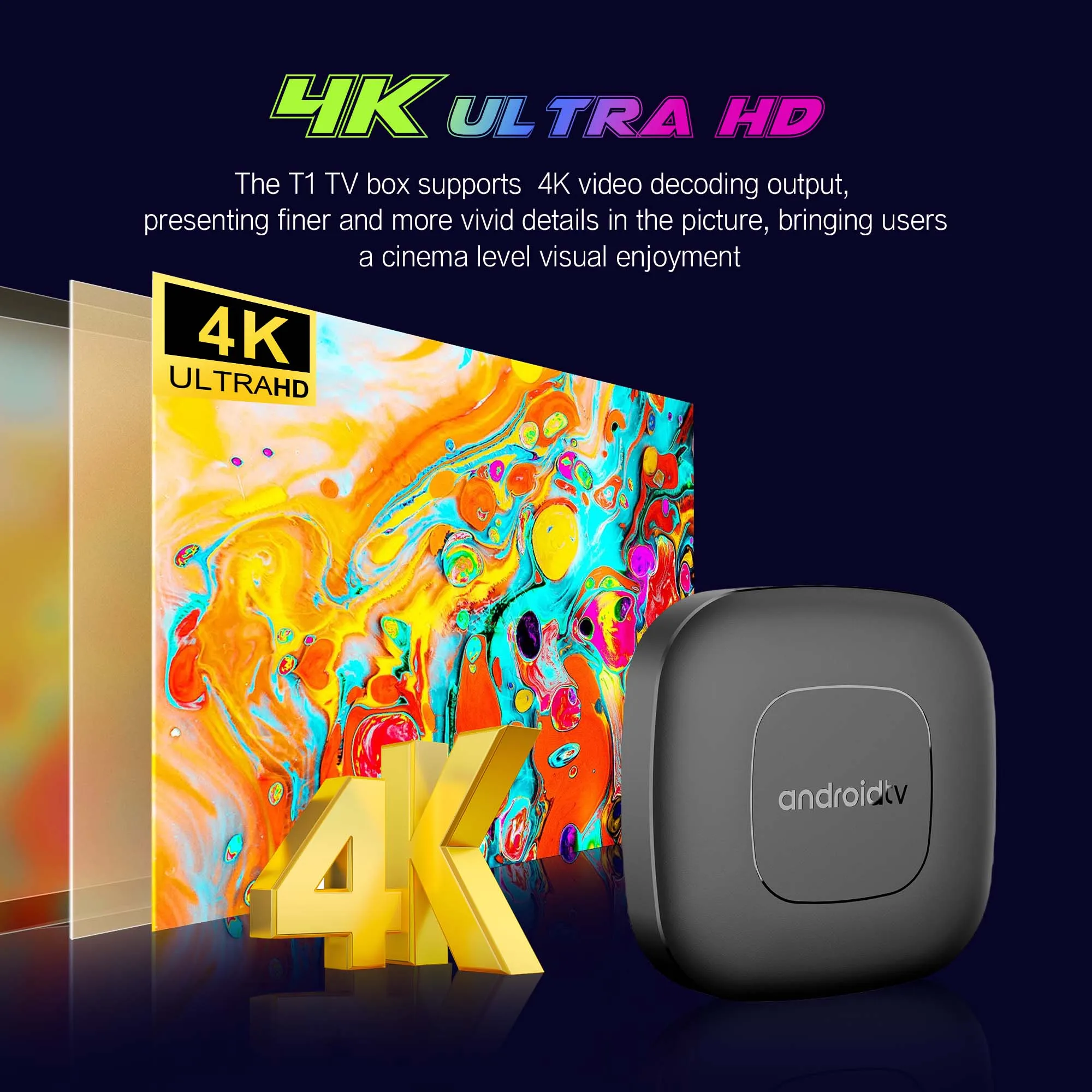 Mortal T1 TV Box Android 16 Google Assistant Voice Remote 4K HDR