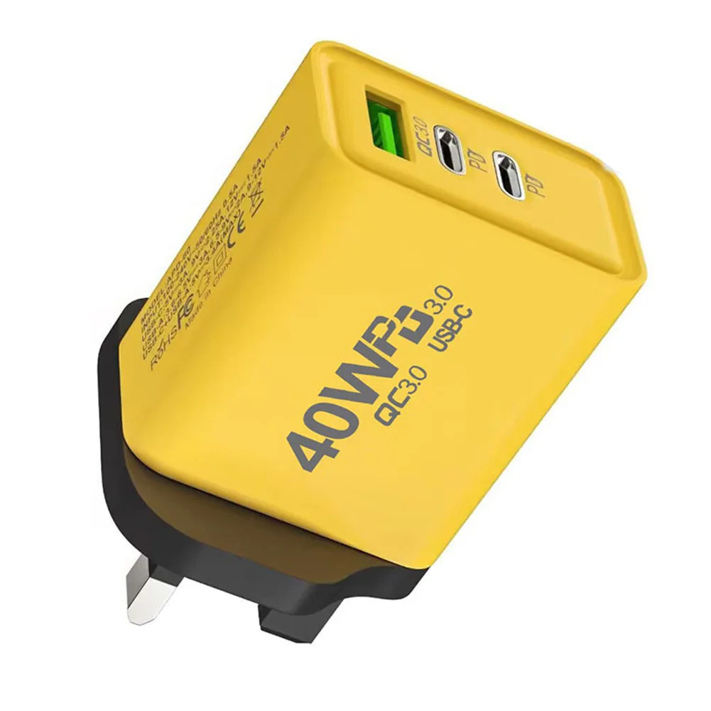 Dual Type-C Charger 40W Fast Charger Portable Charger Power Delivery Technology Single USB Port Sleek Design Use At Office